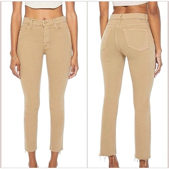 MOTHER Denim - Mother Mid Rise Dazzler Ankle Fray Prairie Sand 26